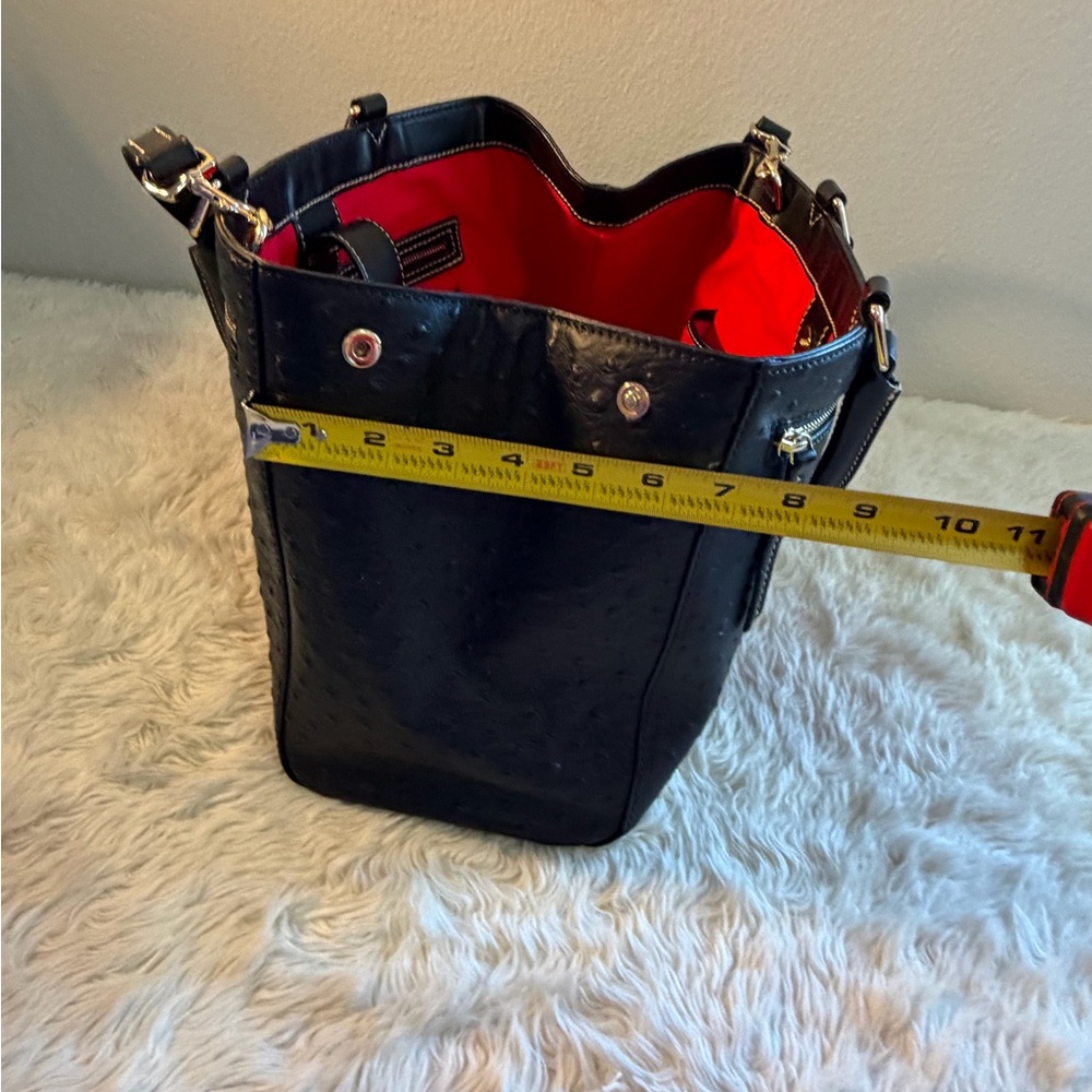 Dooney & Bourke Black Ostrich texture Leather Handbag - Picture 8 of 15